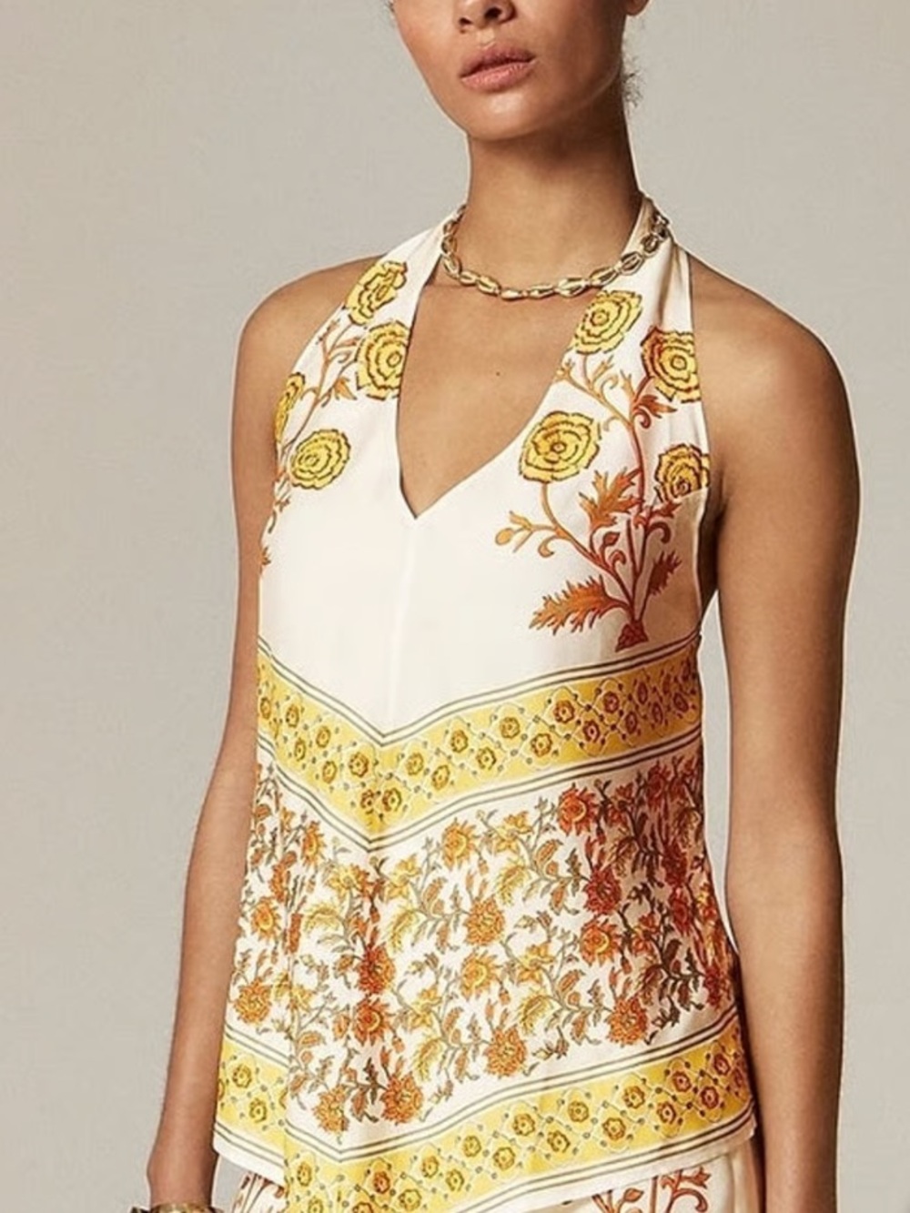 J. Crew Yellow, Orange & Green Floral Blouse